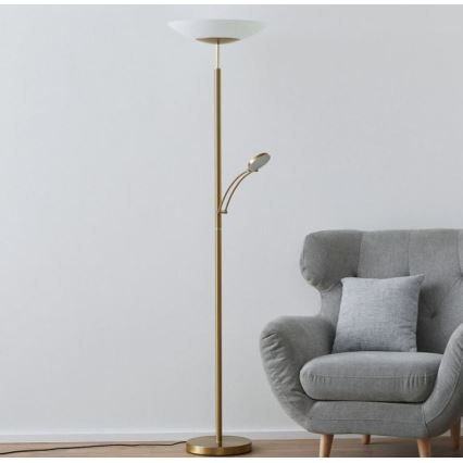 Paul Neuhaus 655-60 - Zatemnjevalna LED stoječa svetilka ALFRED LED/28W/230V+LED/4W/230V medenina