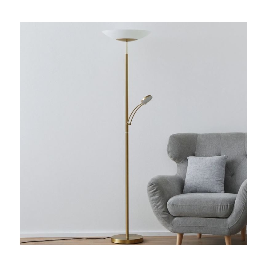 Paul Neuhaus 655-60 - Zatemnjevalna LED stoječa svetilka ALFRED LED/28W/230V+LED/4W/230V medenina