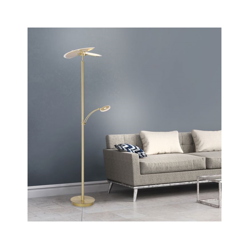 Paul Neuhaus 673-60 - LED Zatemnitvena talna svetilka ARTUR 2xLED/21W/230V+1xLED/6W zlata