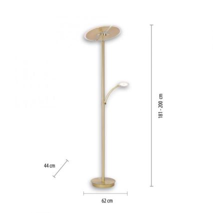 Paul Neuhaus 673-60 - LED Zatemnitvena talna svetilka ARTUR 2xLED/21W/230V+1xLED/6W zlata