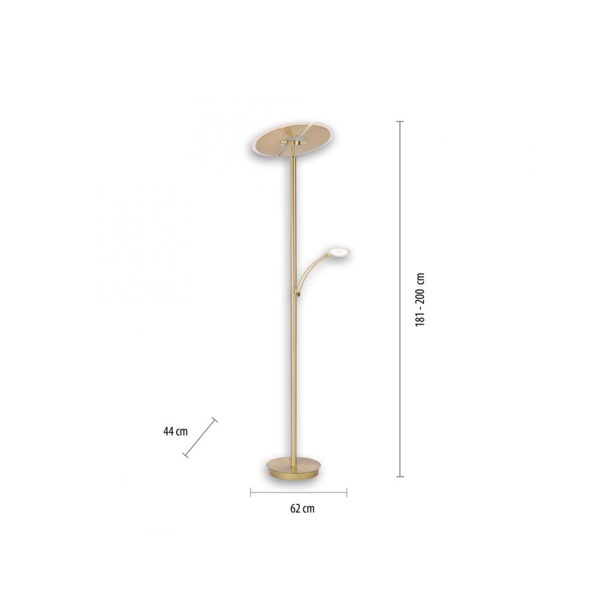 Paul Neuhaus 673-60 - LED Zatemnitvena talna svetilka ARTUR 2xLED/21W/230V+1xLED/6W zlata