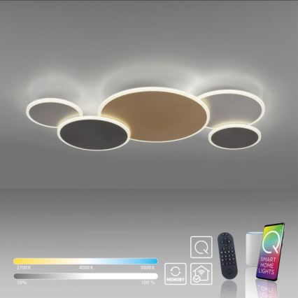 Paul Neuhaus 8008-70 - LED Zatemnitvena stropna svetilka Q-PIATO LED/49W/230V 2700-5000K Wi-Fi + Daljinski upravljalnik