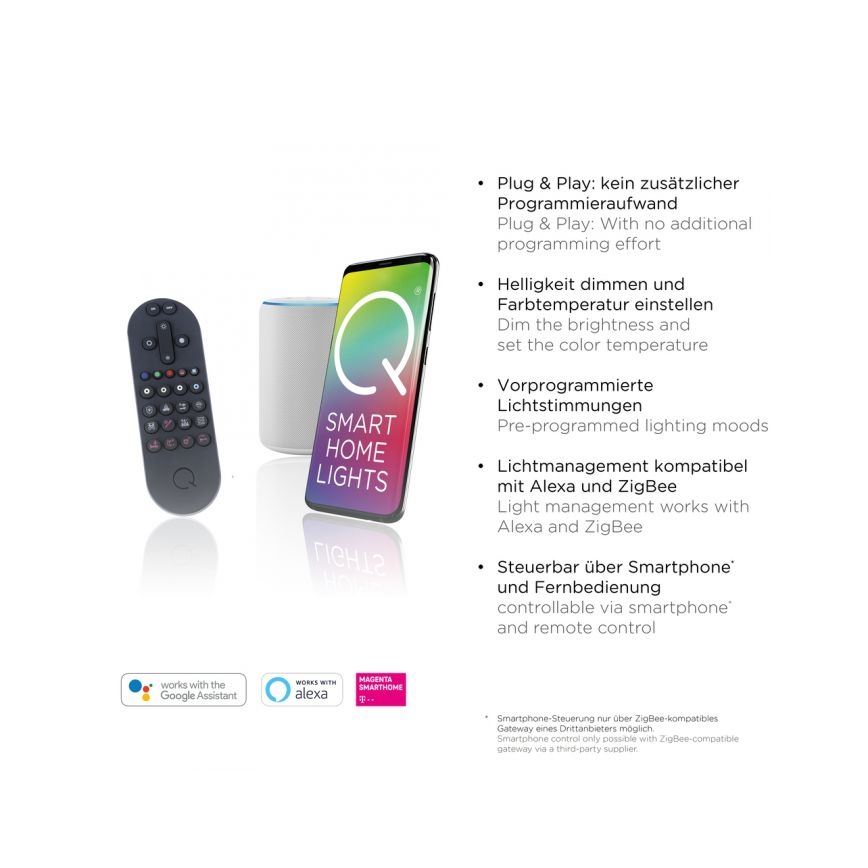 Paul Neuhaus 8008-70 - LED Zatemnitvena stropna svetilka Q-PIATO LED/49W/230V 2700-5000K Wi-Fi + Daljinski upravljalnik