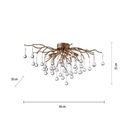 Paul Neuhaus 8090-11 - Nadgradni lestenec ICICLE 4xG9/40W/230V 30x60 cm medenina