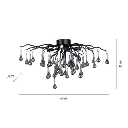 Paul Neuhaus 8090-18 - Pritrjen lestenec ICICLE 4xG9/40W/230V 30x60 cm črna