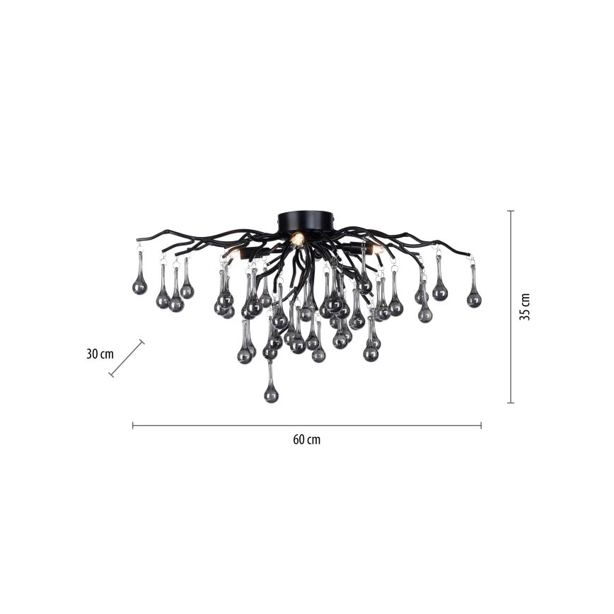 Paul Neuhaus 8090-18 - Pritrjen lestenec ICICLE 4xG9/40W/230V 30x60 cm črna