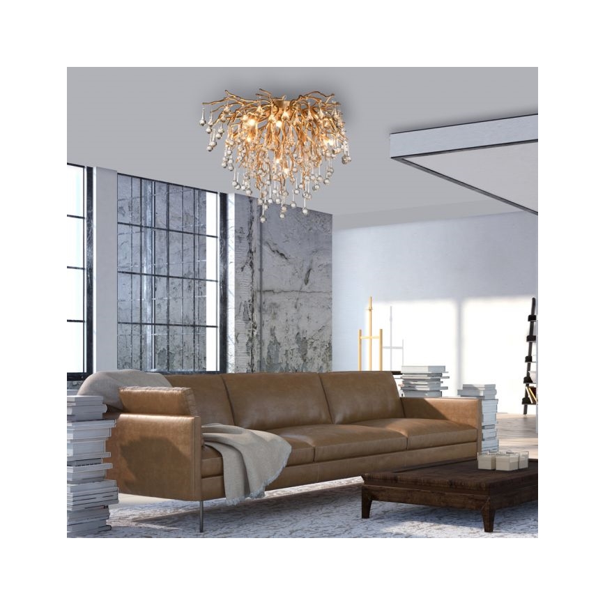 Paul Neuhaus 8091-11 - Nadgradni lestenec ICICLE 9xG9/40W/230V pr. 50 cm medenina