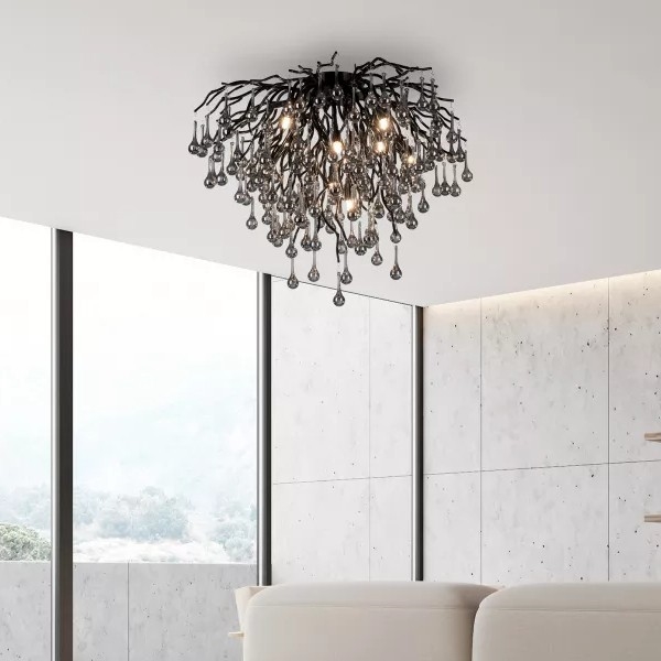 Paul Neuhaus 8091-18 - Pritrjen lestenec ICICLE 9xG9/40W/230V premer 50 cm črna