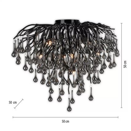 Paul Neuhaus 8091-18 - Pritrjen lestenec ICICLE 9xG9/40W/230V premer 50 cm črna