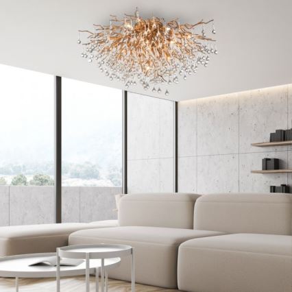Paul Neuhaus 8092-11 - Nadgradni lestenec ICICLE 14xG9/40W/230V pr. 100 cm medenina