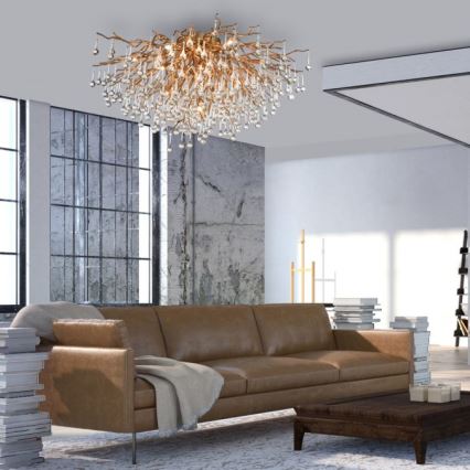 Paul Neuhaus 8092-11 - Nadgradni lestenec ICICLE 14xG9/40W/230V pr. 100 cm medenina