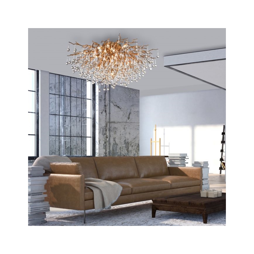 Paul Neuhaus 8092-11 - Nadgradni lestenec ICICLE 14xG9/40W/230V pr. 100 cm medenina