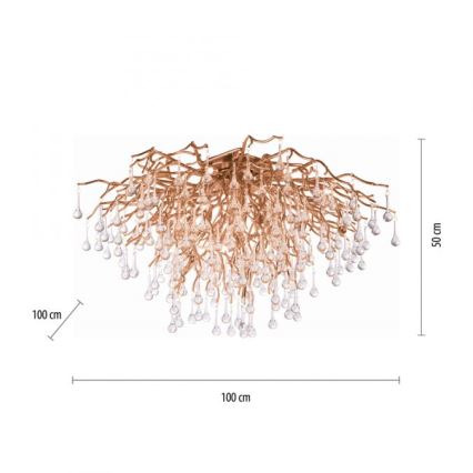 Paul Neuhaus 8092-11 - Nadgradni lestenec ICICLE 14xG9/40W/230V pr. 100 cm medenina
