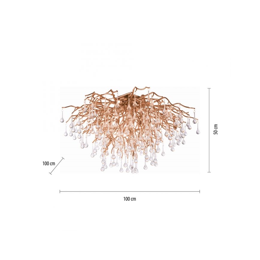 Paul Neuhaus 8092-11 - Nadgradni lestenec ICICLE 14xG9/40W/230V pr. 100 cm medenina