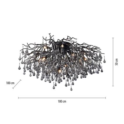 Paul Neuhaus 8092-18 - Pritrjen stropni lestenec ICICLE, 14xG9/40W/230V, premer 100 cm, črna