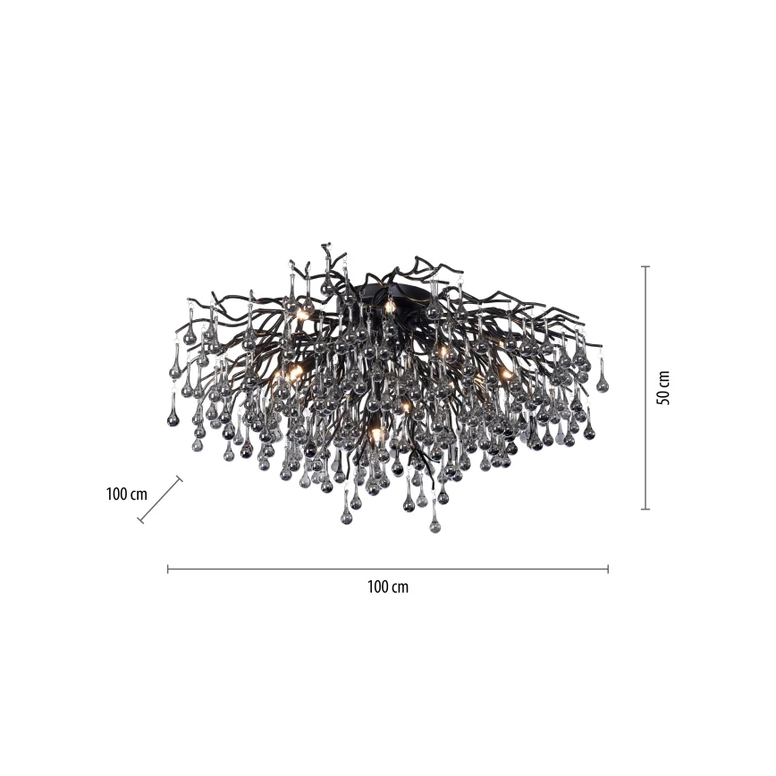 Paul Neuhaus 8092-18 - Pritrjen stropni lestenec ICICLE, 14xG9/40W/230V, premer 100 cm, črna