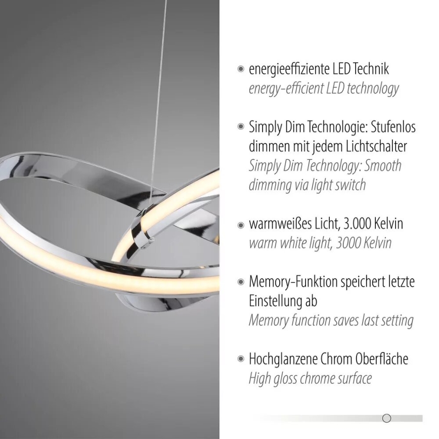 Paul Neuhaus 8291-17 - LED Zatemnitveni lestenec na vrvici MELINDA LED/30W/230V