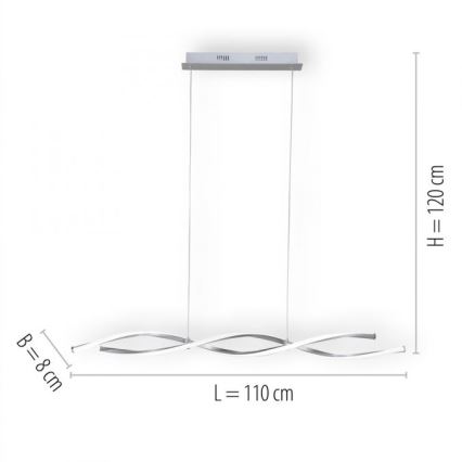 Paul Neuhaus 9142-55 - LED Zatemnitveni lestenec na vrvici POLINA 2xLED/10,2W/230V