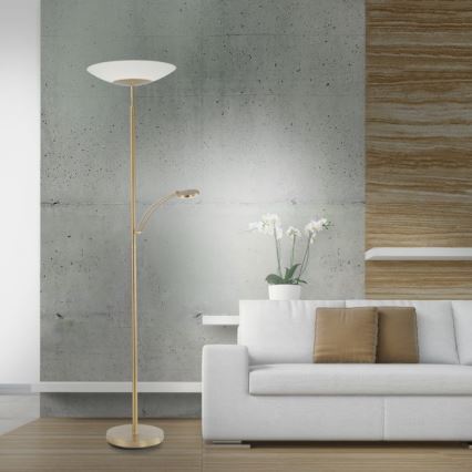 Paul Neuhaus - 655-60 - LED Zatemnitvena talna svetilka ALFRED 1xLED/28W/230V+1xLED/4W/230V medenina