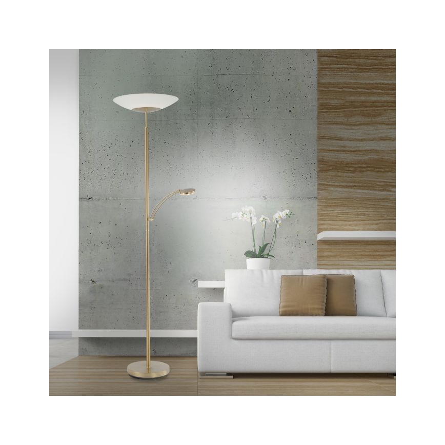 Paul Neuhaus - 655-60 - LED Zatemnitvena talna svetilka ALFRED 1xLED/28W/230V+1xLED/4W/230V medenina