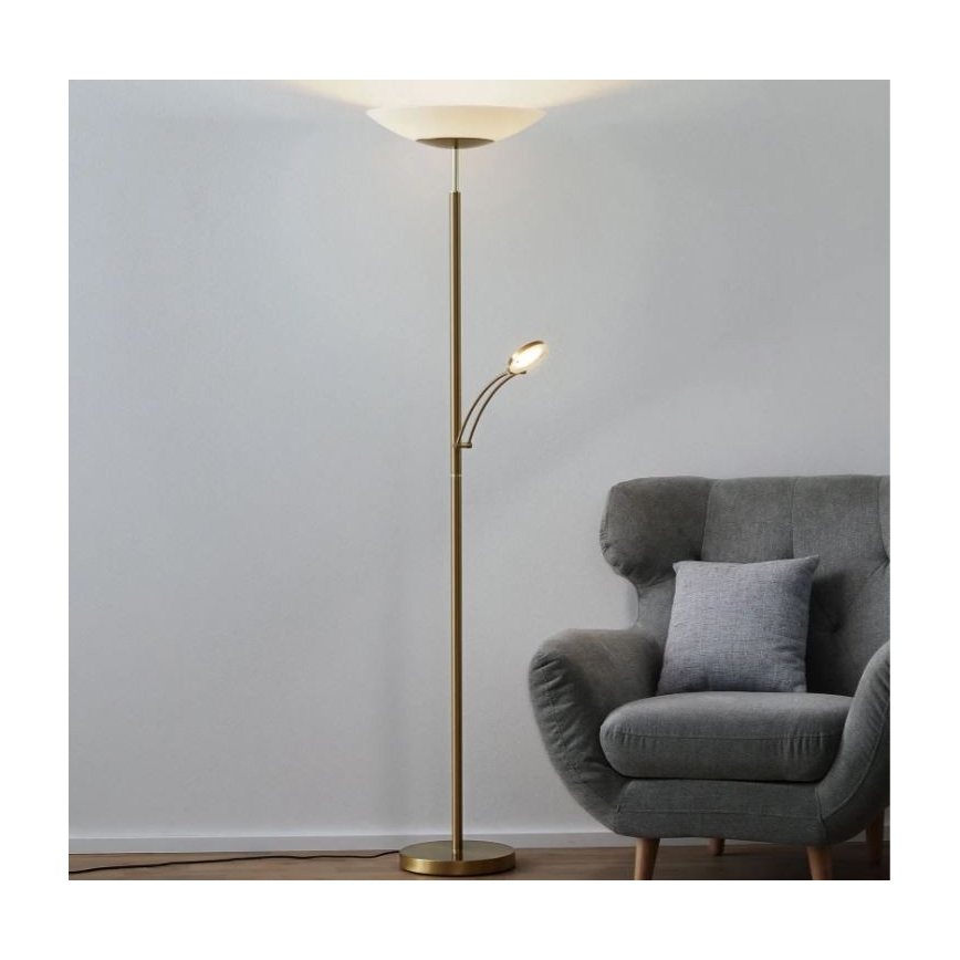 Paul Neuhaus - 655-60 - LED Zatemnitvena talna svetilka ALFRED 1xLED/28W/230V+1xLED/4W/230V medenina