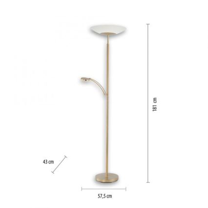 Paul Neuhaus - 655-60 - LED Zatemnitvena talna svetilka ALFRED 1xLED/28W/230V+1xLED/4W/230V medenina
