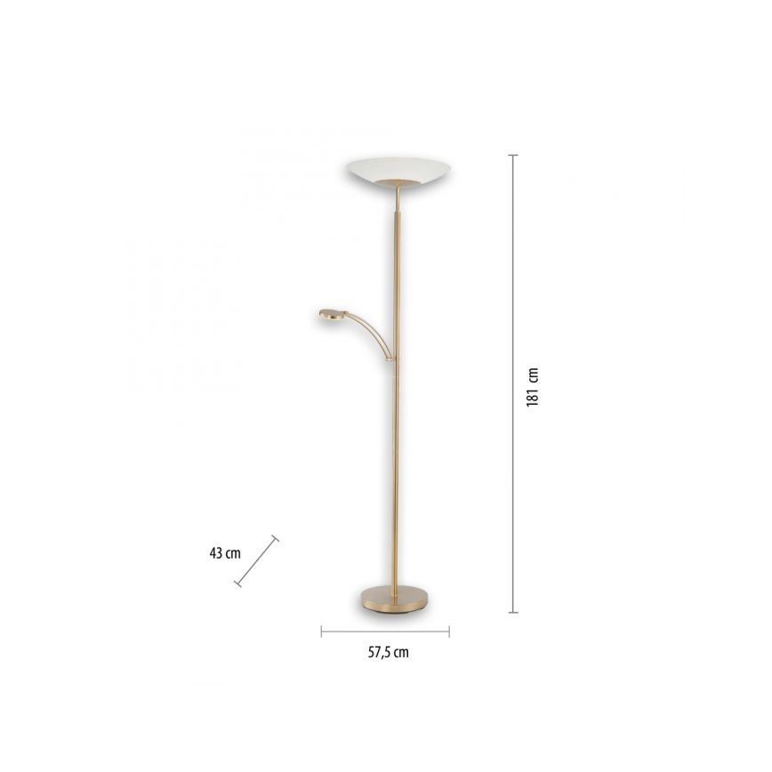 Paul Neuhaus - 655-60 - LED Zatemnitvena talna svetilka ALFRED 1xLED/28W/230V+1xLED/4W/230V medenina