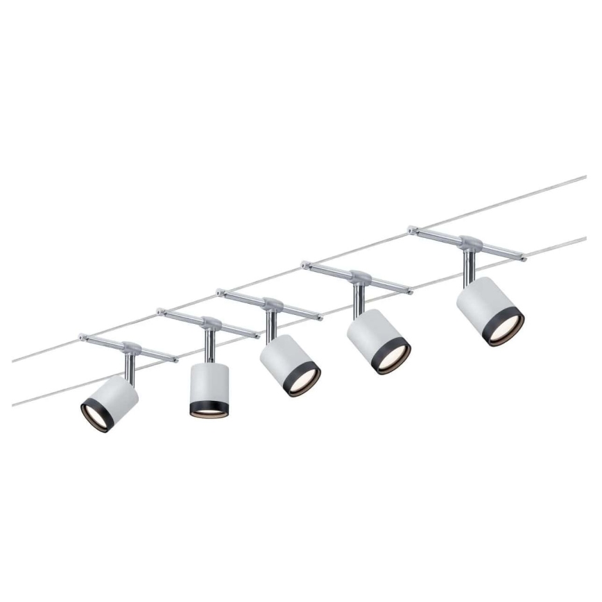 Paulmann 3981 - Komplet 5xLED/4W Kompleten kabelski sistem TUBE 230V matiran krom/črna