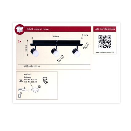 Paulmann 50099 - 3xLED/6,5W Zatemnitveni reflektor SMART DEON 230V ZigBee