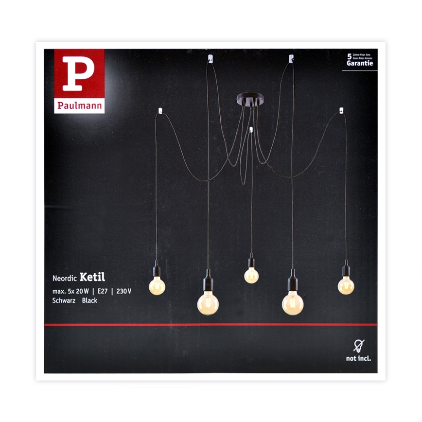 Paulmann 50389 - Lestenec na vrvici NEORDIC 5xE27/20W/230V pajek