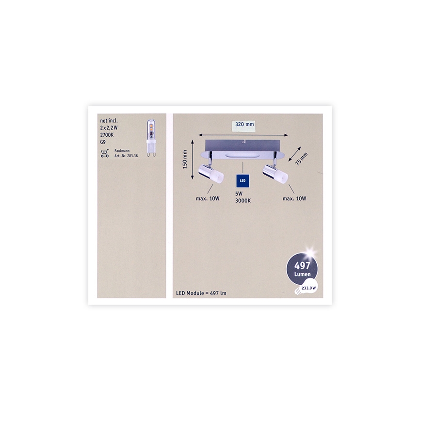 Paulmann 66647 - LED Reflektor 2xG9/10W/230V + LED/5W