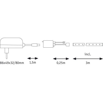 Paulmann 70481 - LED RGBW/9,6W Zatemnitveni trak DIGITAL 3 m 230V + Daljinski upravljalnik