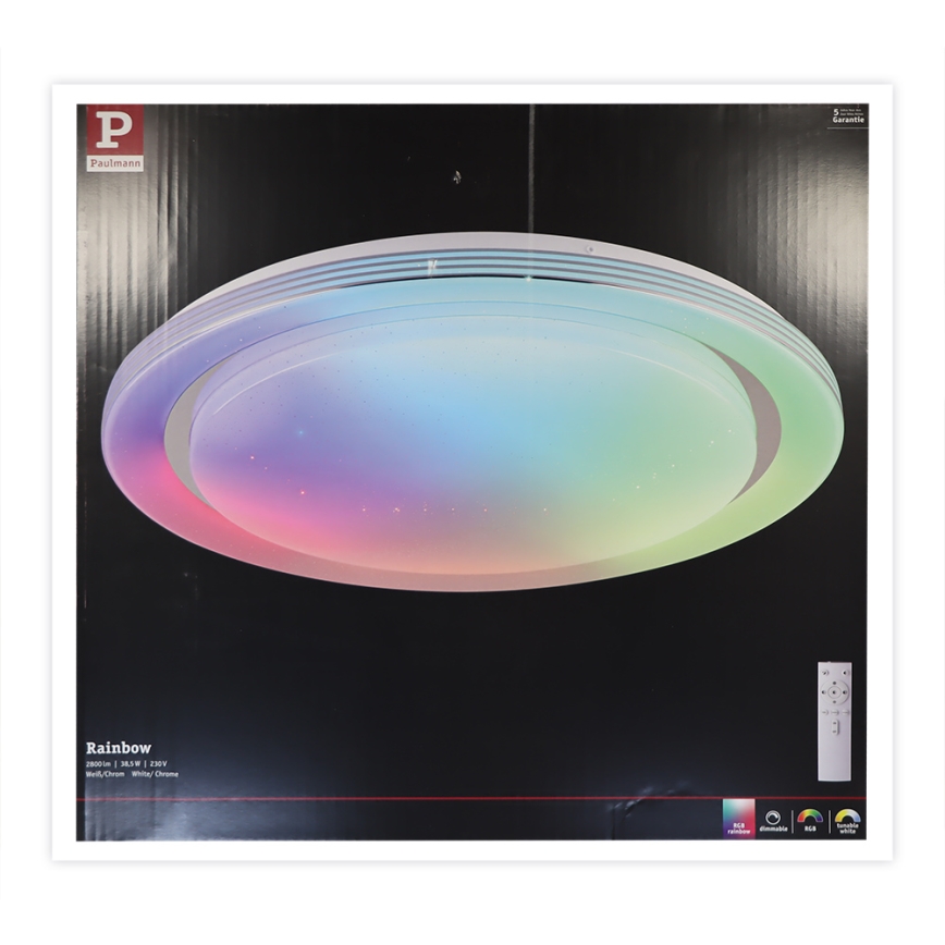 Paulmann 70547 - LED RGBW/38,5W Zatemnitvena stropna svetilka RAINBOW 230V 3000-6500K + Daljinski upravljalnik