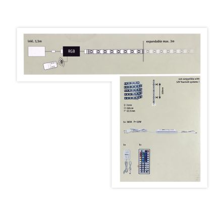 Paulmann 70587 - LED RGB/20W Zatemnitveni trak MAXLED 1,5m 230V + Daljinski upravljalnik