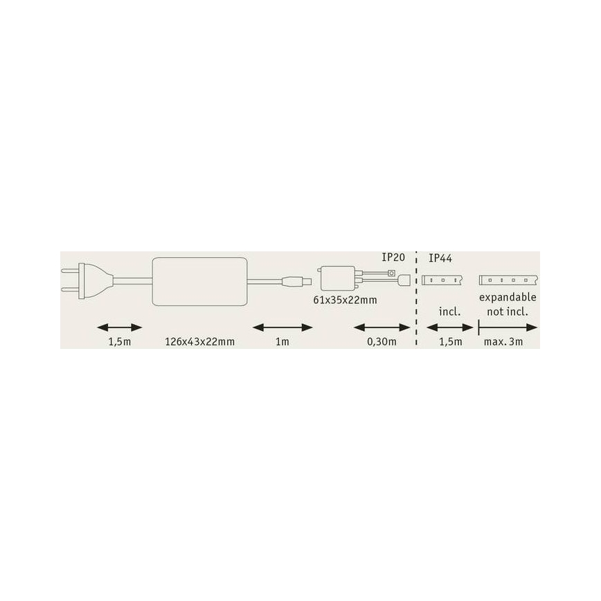 Paulmann 70623 - LED/10W IP44 Zatemnitveni kopalnišnki trak MAXLED 1,5 m 2700-6500K 230V + Daljinski upravljalnik