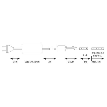 Paulmann 70624 - LED/20W Zatemnitveni trak MAXLED 3m 230V + Daljinski upravljalnik