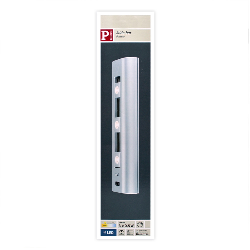 Paulmann 70640 - 3xLED/0,5W Zatemnitvena kabinetna svetilka SLIDE 6xAA