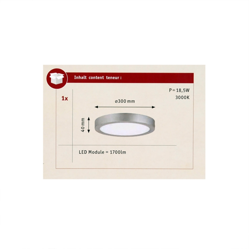 Paulmann 70655 - LED/17W Stropna svetilka LUNAR 230V
