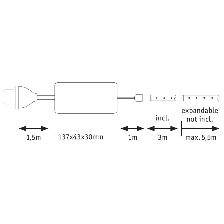 Paulmann 70665 - LED/18W IP44 Zatemnitveni kopalnišnki trak MAXLED 3 m 6500K 230V