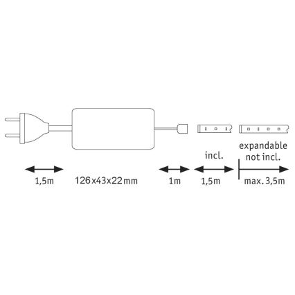 Paulmann 70667 - LED/9W IP44 Zatemnitveni kopalniški trak MAXLED 1,5 m 6500K 230V