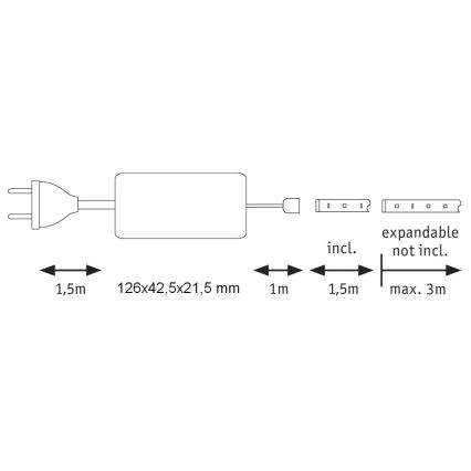 Paulmann 70668 - LED/9W IP44 Zatemnitveni kopalnišnki trak MAXLED 1,5 m 2700K 230V