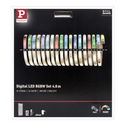 Paulmann 70697 - LED RGBW/10,5W Zatemnitveni trak DIGITAL 4,8m 230V + Daljinski upravljalnik