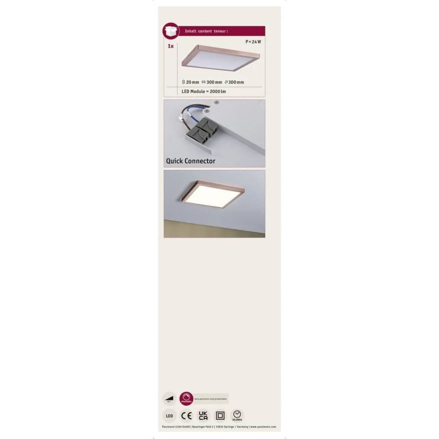 Paulmann 70873 - LED/24W Zatemnitveni panel ATRIA 230V 2700K 30x30 cm Rosegold