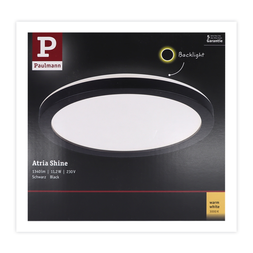 Paulmann 70997 - LED/11,2W Nadgradni panel ATRIA 230V 3000K pr. 19 cm črna