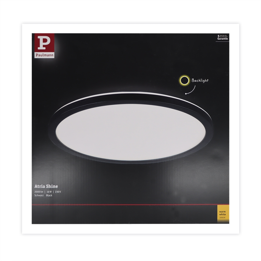 Paulmann 70998 - LED/16W Nadgradni panel ATRIA 230V 3000K pr. 29,3 cm črna