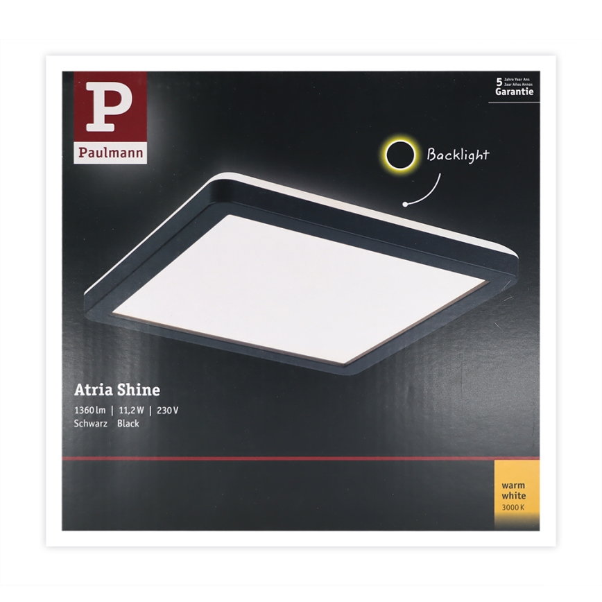 Paulmann 71000 - LED/11,2W Nadgradni panel ATRIA 230V 3000K 19x19 cm črna
