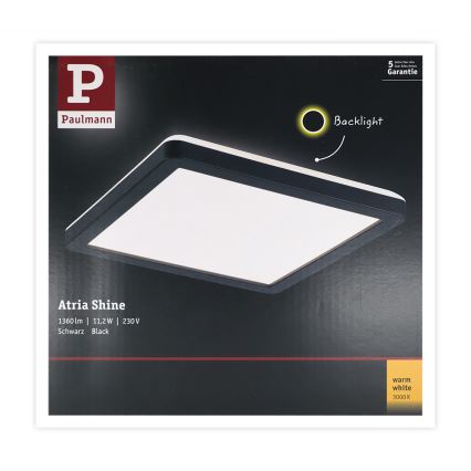Paulmann 71000 - LED/11,2W Nadgradni panel ATRIA 230V 3000K 19x19 cm črna