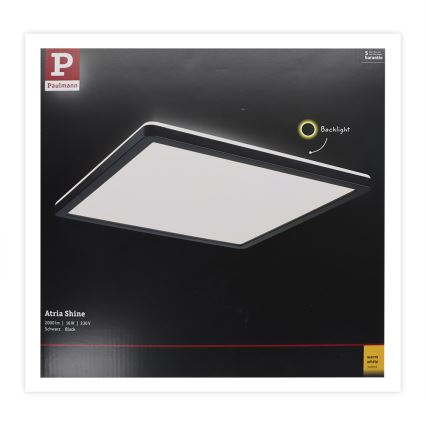 Paulmann 71001 - LED/16W Nadgradni panel ATRIA 230V 3000K 29,3x29,3 cm črna