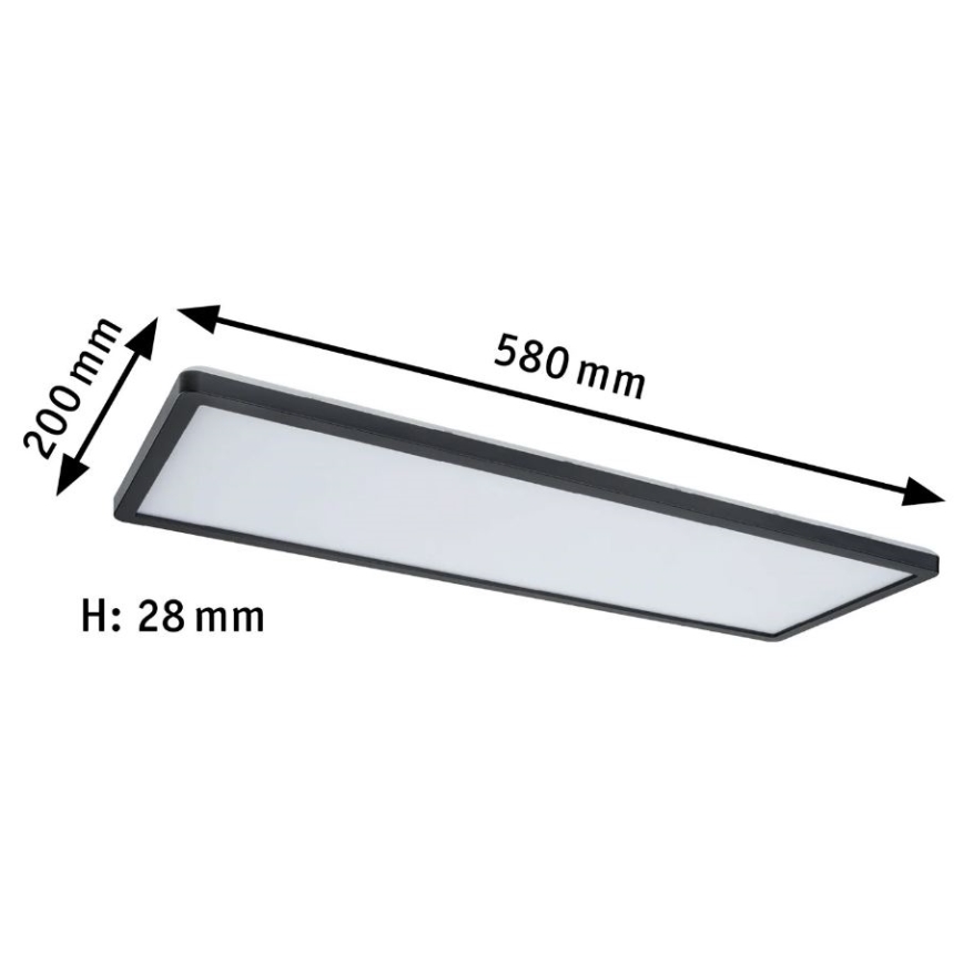 Paulmann 71003 - LED/22W Zatemnitveni panel ATRIA 230V 3000K 20x58 cm črna