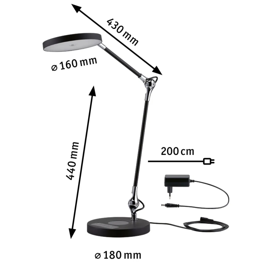 Paulmann 78010 - LED/11W Zatemnitvena namizna svetilka na dotik NUMIS 230V 2700/4000/6500K črna